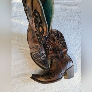 Corral Women's Cord Stitch Cowgirl Boots - Snip Toe Sz 8